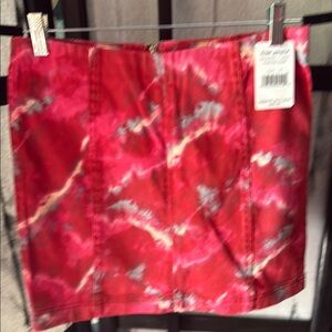 Free People Stylish Red Tie-Dye Skirt